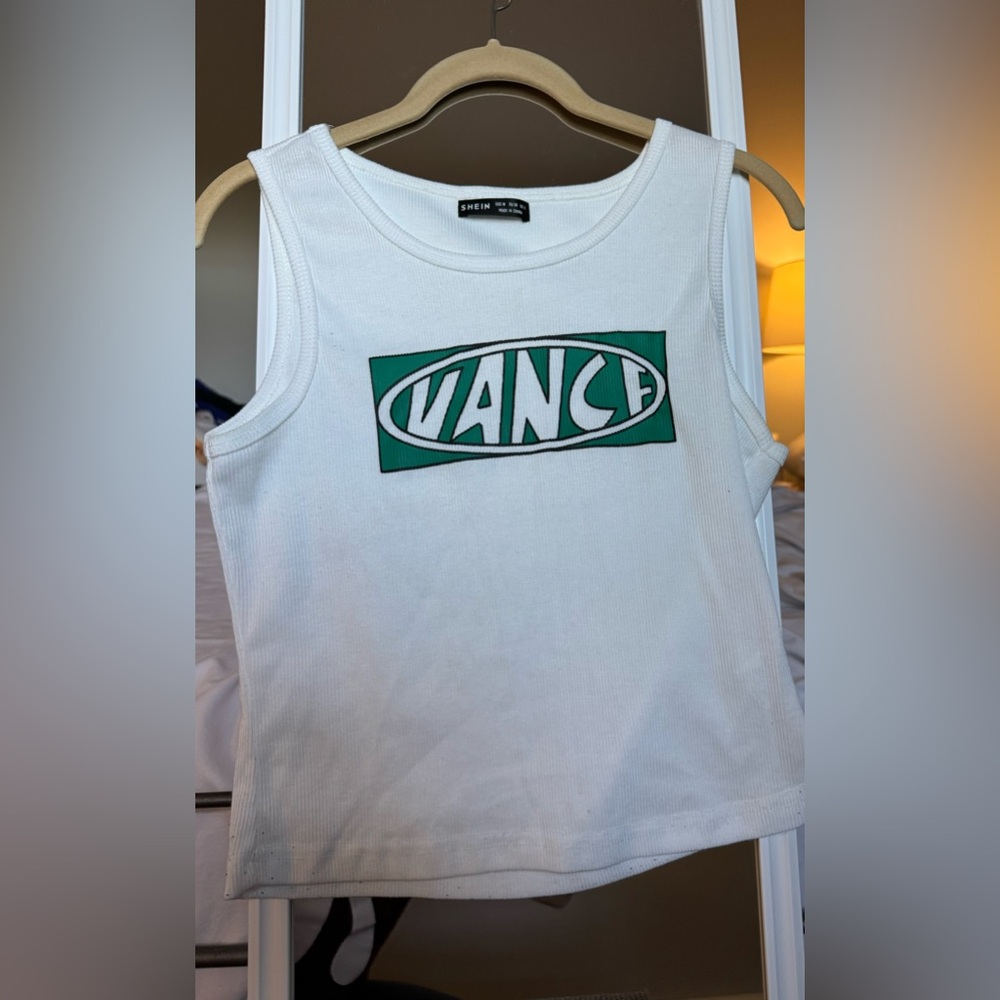 SHEIN: White and Green Vance tank top